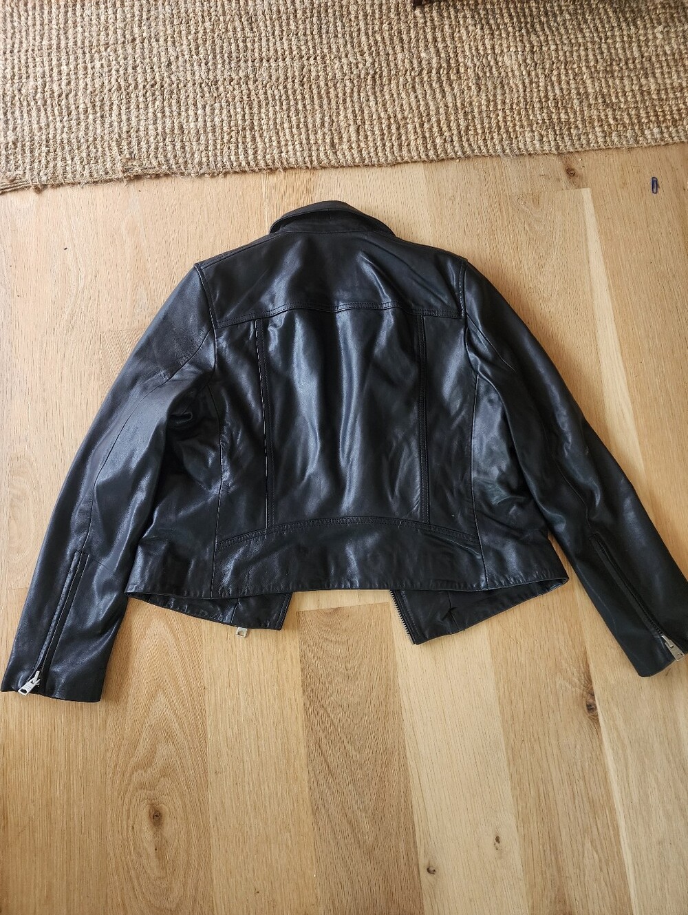 AllSaints Dalby Black Leather Biker Jacket - Picture 8 of 8